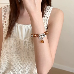 Citrine <b>Bracelet</b> S925 Sterling Silver Women's Lucky <b>Bead</b> Charm Elegant Chinese Style Jewelry Everyday Wear - Product Image 5