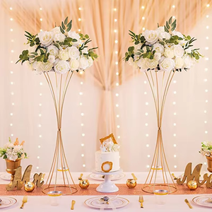 <span class=keywords><strong>Florero</strong></span> Alto de Metal Dorado Tipo Trompeta para Centros de Mesa en Bodas y Cenas, Soporte de Flores Dorado para Decoración de Fiestas y Hogar - Product Image 1