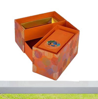 Caja de Regalo Rígida de Cartón de Doble Capa, Color Naranja Dorado, de Lujo y Alta Gama, Estilo Moderno Personalizado para Pastel Lunar