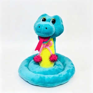 Peluche de serpiente color verde azulado personalizado, serpiente de peluche enrollada y colorida, linda serpiente de peluche con ojos grandes, reptil de color turquesa y amarillo - Product Image 5