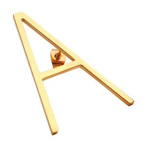 18k सोने चढ़ाना स्टेनलेस स्टील के गहने प्रारंभिक पत्र स्टड कान की बाली राजधानियों सोने के रंग एकल कान की बाली EEF1012 - Product Image 2