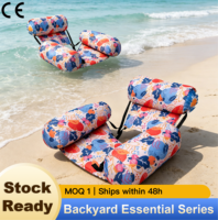 Nouveau matelas flottant gonflable en PVC à trois tubes et hamac de piscine avec dossier pliable et housse en forme de feuille d'érable pour lac, jardin, piscine, plage