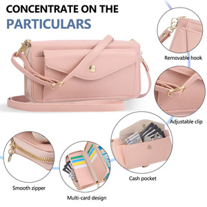 Custodia a Portafoglio di Lusso in Pelle Rosa con Cerniera e Tracolla per <span class=keywords><strong>iPhone</strong></span> 17 16 15 14 13 <span class=keywords><strong>12</strong></span> 11 - Product Image 5