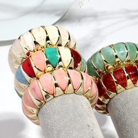 Bracelet Élastique Femme de Haute Qualité, Vintage et Élégant, en Acrylique Plaqué Or, avec Perles Géométriques en Losange Irrégulier