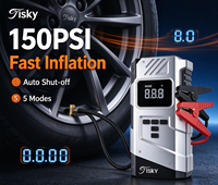 Démarreur de voiture 12V avec compresseur d'air 150 PSI, gonfleur de pneus, batterie externe 6-en-1 15200 mAh, 1000A de crête, CE FCC OEM ODM