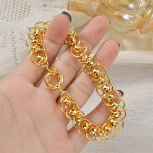 factory <b>direct</b> wholesale unisex copper waterproof intertwined oval faceted <b>bead</b> custom fine chain link bracelets - Product Image 3