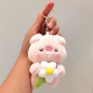 Hot Sale Stuffed Teddy Bear With Flower Cheap Promotional Crane Machine 4' Plush Toy Keychain Custom