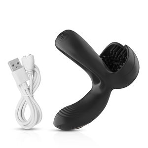 Anneau pénien 3 en 1 Stimulation des <span class=keywords><strong>testicules</strong></span> du périnée et du Clitoris féminin trois moteurs 10 Modes de Vibration jouets sexuels - Product Image 1