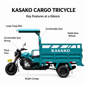 KASAKO Vente en gros usine Nouveau scooter de fret à cinq roues à moteur, à carrosserie ouverte, à essence, à faible coût - Product Image 2