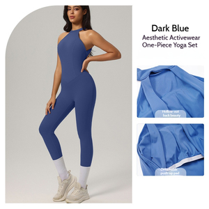 Mono deportivo de una pieza para mujer, sin mangas, con efecto fruncido, para yoga, sin espalda, tipo body. - Product Image 2