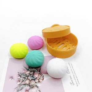 New Arrival Promotional Toy Cute Dumpling Bun Squishy Stress Ball Smile Face Steamed Bun 4pcs Set <b>Fidget</b> Toy with Steamer - Product Image 4