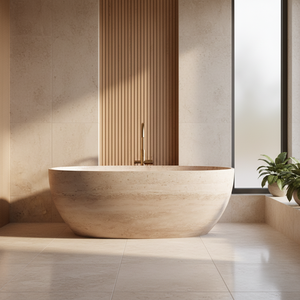 Bañera de Lujo de Travertino para Hotel, Bañera de Superficie Sólida para Interiores, Bañera de Hidromasaje para Adultos, Bañera de Piedra con Desagüe en Esquina - Product Image 5