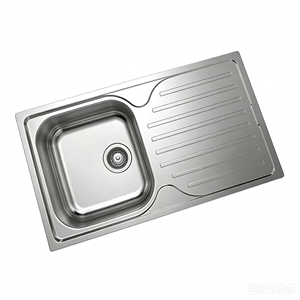Fregadero de un solo seno empotrable de acero inoxidable SUS304 de grado alimenticio, acabado mate cepillado, con drenaje horizontal completo y paralelo - Product Image 3