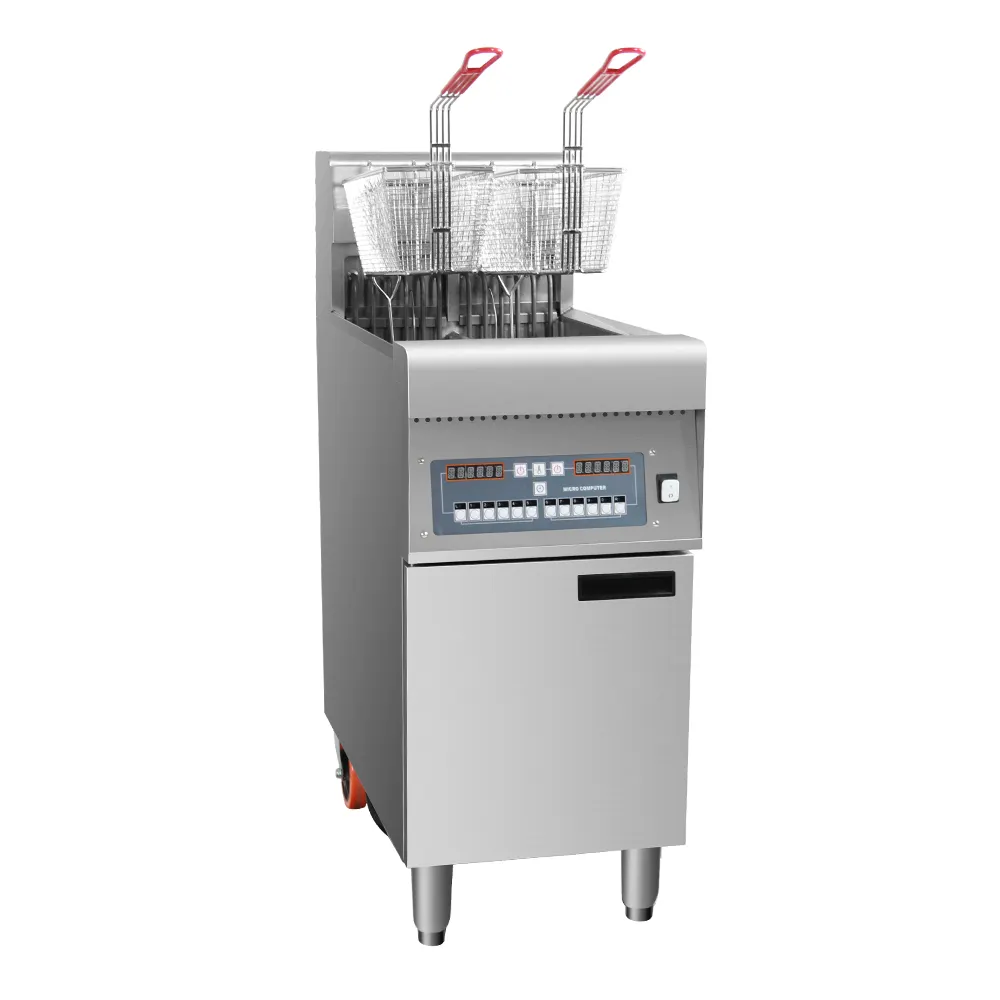 Commercial Restaurant Computer Catering Equipment Large Capacity 28L Vertical Automatic Lifting Potato Deep Fryer