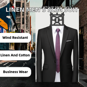 Trajes de Lino Personalizados para Hombre, Elegantes, con Solapa Puntiaguda, Corte Entallado, Tallas Grandes, Estilo Casual Inteligente, Traje de Novio para Boda, Blazer y Pantalones - Product Image 3