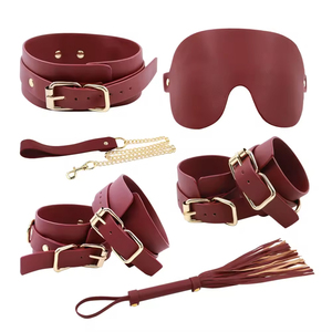 Set de Restricción para Parejas, Juego de Roles Fetichistas, Bondage, Estampado de Leopardo, Cuero, Esposas, Látigo, Collar, Mordaza, 18+ - Product Image 2