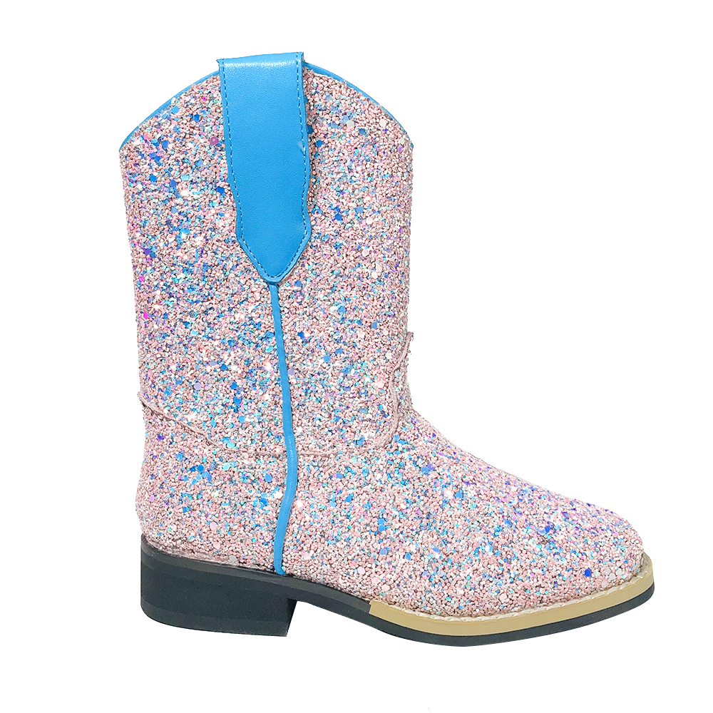 Wholesale Children shoes fashion design western boots cowboy 2021 new arrival boots cowboy Flash material Children's boots