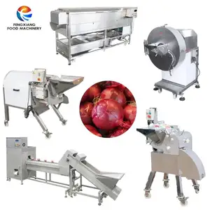 Frozen onion peeling and dicing machine