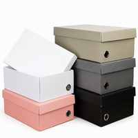 Boîtes de rangement télescopiques en papier kraft recyclable avec œillets argentés, emballage personnalisé pour chaussures et cadeaux, vente en gros multicolore