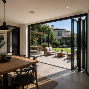 <span class=keywords><strong>Puerta</strong></span> <span class=keywords><strong>Corredera</strong></span> de Vidrio Plegable y Acordeón de Aluminio de Estilo Moderno con Certificación NFRC - Product Image 1
