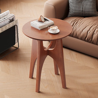 Mesa de Centro Redonda Moderna de Madera, Mesa Auxiliar Pequeña de Estilo Mid-Century, Mesa de Noche Minimalista con Acabado en Nogal para Sofá, Té o Dormitorio, Muebles para el Hogar