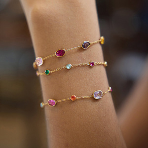Novedad de Verano 2026, Pulseras de Moda Elegantes para Mujer, Chapadas en Oro de 18k, de Acero Inoxidable, con Cristales Coloridos, Resistentes al Deslustre - Product Image 1