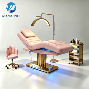 Wholesale Price <strong>Electric</strong> Lash Bed Curved Facial Spa Massage <strong>Table</strong> 4 Motors Gold White Beauty Bed for Salon Furniture Set - Product Image 5
