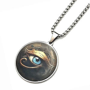 N57T Collier pour homme en acier inoxydable plaqué PVD, avec cabochon en verre motif Yeux <span class=keywords><strong>Mal</strong></span>éfiques et <span class=keywords><strong>film</strong></span> pressé, tendance, étanche, hypoallergénique, inaltérable - Product Image 3