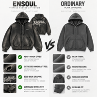 Sweat à capuche zippé vintage personnalisé pour homme, en molleton épais, coupe oversize, effet usé et déchiré, broderie graffiti, style streetwear, OEM ODM