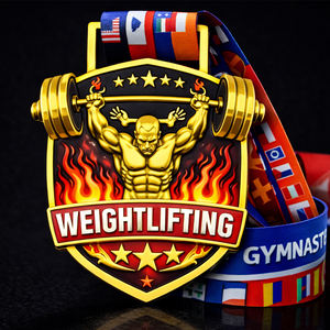 Medallas de Gimnasia, Natación y Halterofilia Personalizadas al por Mayor, de Esmalte Suave y Duro, Medallas de Oro con Cinta - Product Image 1