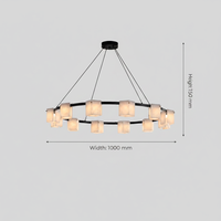Luminaires suspendus modernes de luxe personnalisés en albâtre espagnol naturel avec finition dorée, LED, hauteur réglable, abat-jour carré, CRI élevé