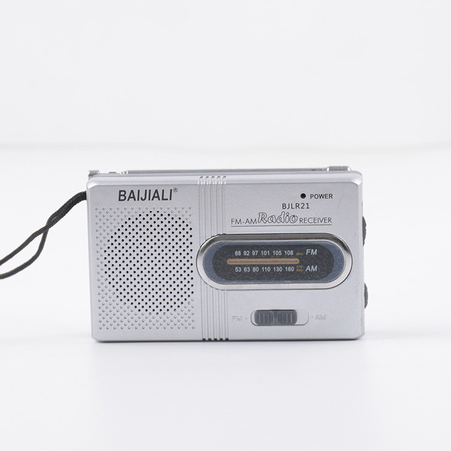 Portable Retro Mini Pocket Radio Receiver FM AM BJLR21 Silver Color Easy Operation
