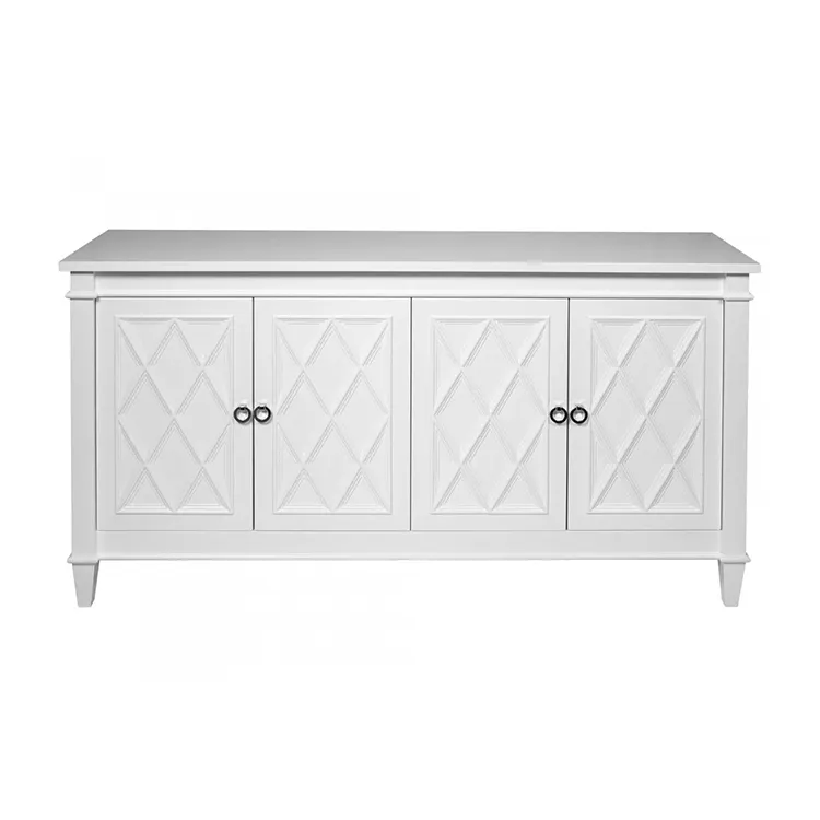 Customized wholesale furniture Hamptons style geometric fretwork detailing door buffet