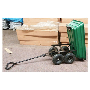 Plateau supérieur ouvert de jardin en plastique revêtu en acier 75L, chariot de Service d'outils, chariot de décharge, chariot avec pneus pneumatiques, fabriqué au Vietnam - Product Image 4