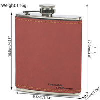 Flacon en similicuir personnalisable, gravure au laser, flacon à liqueur en acier inoxydable gravé avec logo personnalisé pour cadeaux et promotions