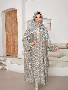 Zifeng OEM nouvelle mode musulmane dubaï arabe moyen-orient dame dentelle à capuche imprimé Robe Robe <span class=keywords><strong>de</strong></span> <span class=keywords><strong>prière</strong></span> - Product Image 4