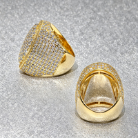 Bague Hip Hop pour Homme en Argent Sterling 925 Plaqué Or, Sertie de Moissanite, Style Pavé, Bijoux en Cuivre pour Fête, Vente en Gros Direct Usine