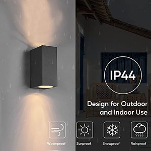 Aplique de aluminio rectangular negro mate GU10 LED luz exterior moderna para patio arriba y abajo - Product Image 2
