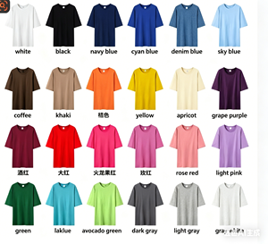 T-<span class=keywords><strong>shirt</strong></span> basique en coton pour <span class=keywords><strong>femme</strong></span>, 180 grammes, col rond oversize, manches courtes, hauts décontractés multicolores - Product Image 1