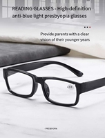Lunettes de lecture PC unisexe anti-lumière bleue pas chères, monture noire, verres transparents, ultra-légères, tendance, pour visages en forme de losange, marque personnalisée