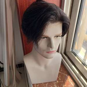 도매 맞춤형 남성용 전체 프렌치 레이스 인모 가발 헤어 시스템 - Product Image 6