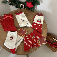 Chaussettes pour chaton, grandes chaussettes de Noël rouges, chaussettes en coton avec nœud pour le Nouvel An, chaussettes rouges avec nœud