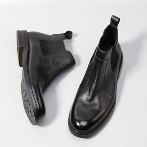 Bottes <span class=keywords><strong>Chelsea</strong></span> mi-mollet Goodyear-welted pour hommes, style britannique vintage, en cuir véritable, respirantes - Product Image 4