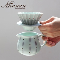 Cafetière et support de filtre à café en céramique peints à la main Tianqing Ziyun, design origami, directement de l'usine