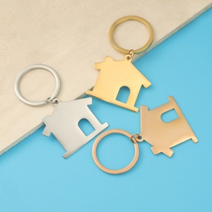 Llavero de Cadena de Eslabones de Acero Inoxidable con Forma de Casa Personalizada, Colgante Hueco Chapado en Oro de 18K, Joyería de Moda Unisex - Product Image 2