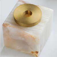 Diffuseur d'arômes écologique en marbre onyx naturel de luxe STONEKOCC, avec couvercle métallique, forme cylindrique carrée, support pour bâtonnets aromatiques