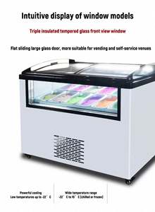 Vitrina expositora de helados con puerta deslizante plana, caja de luz LED, congelador de alta calidad, puerta abierta para exhibición y refrigeración de helados y pasteles - Product Image 5