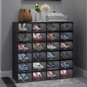 Pieghevole impilabile trasparente contenitore in PP cassetto scatole per scarpe in plastica Storage Sneakers Show Box