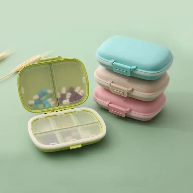 8 그리드 주최자 용기 정제 용 여행 알약 상자 씰 링이있는 정제 용 작은 상자 의약품 용 밀 알약 용기