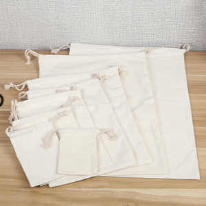 Sacs à cordon en coton faits à la main personnalisés pour vêtements, chaussures, cosmétiques, rangement, écologiques et recyclables - Product Image 3